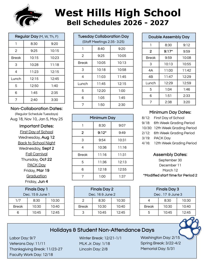 2023-2024 Bell Schedule