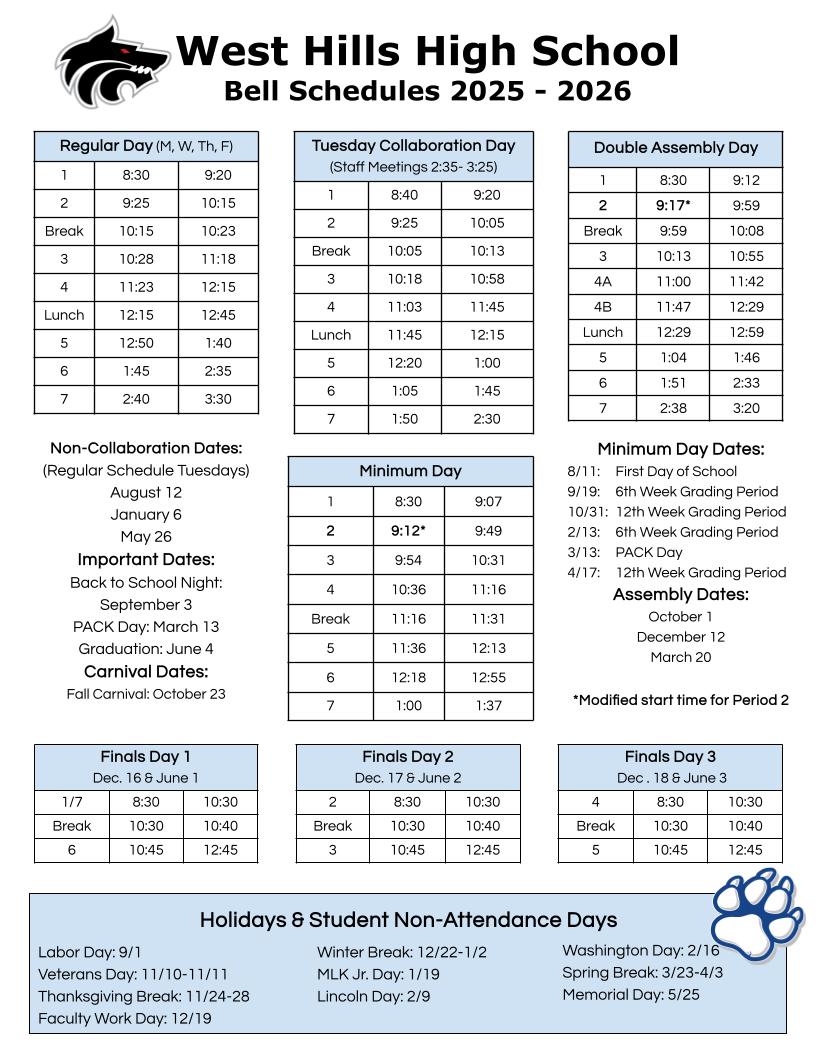 2023-2024 Bell Schedule