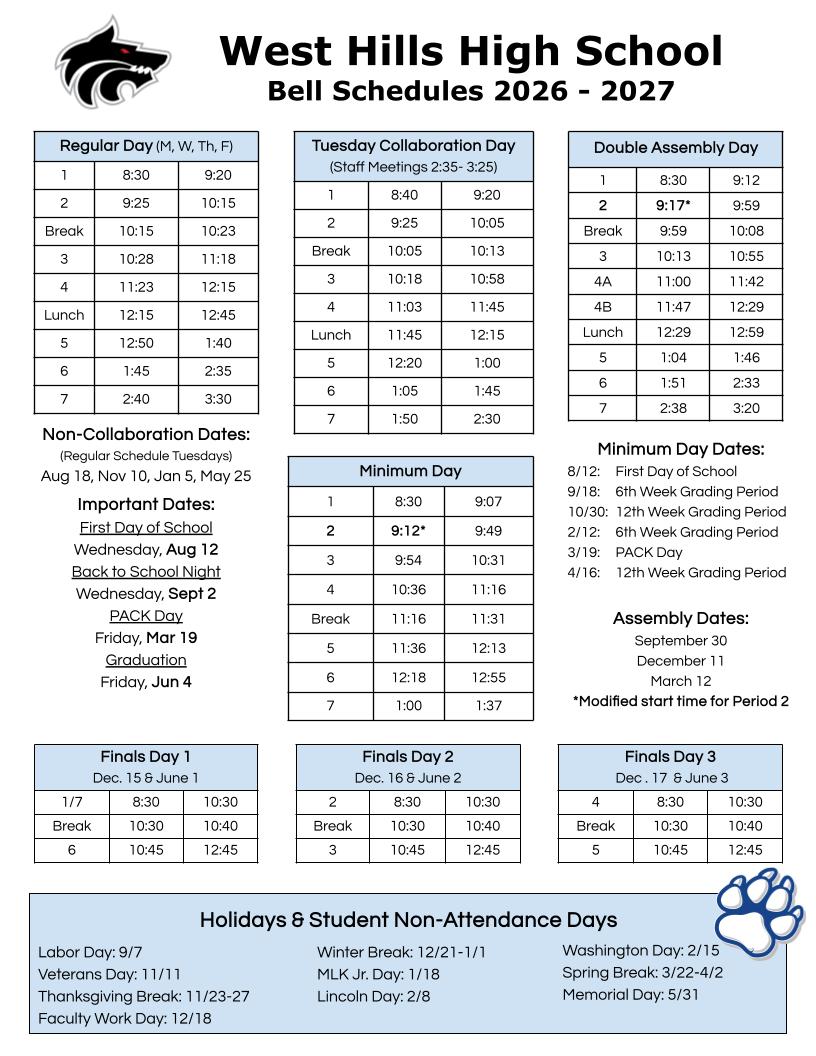 2023-2024 Bell Schedule
