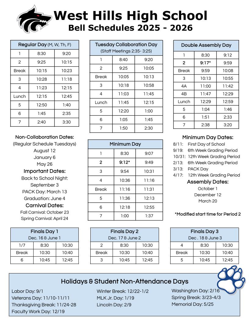 2023-2024 Bell Schedule